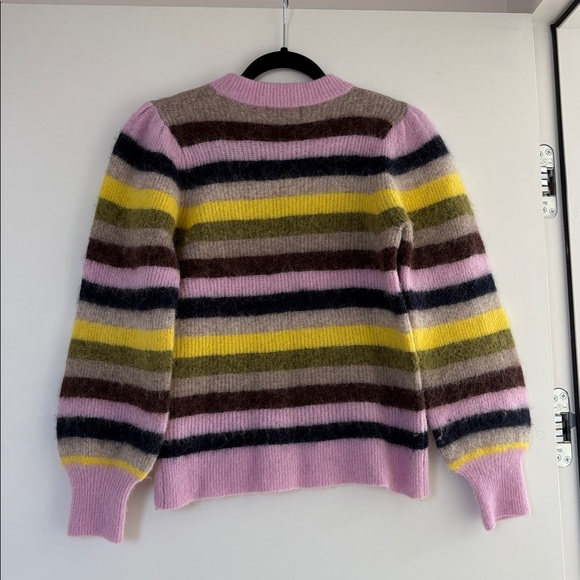 Ganni Alpaca Wool Blend Striped Sweater w Balloon Sleeve Sweater M EUC - Picture 5 of 9
